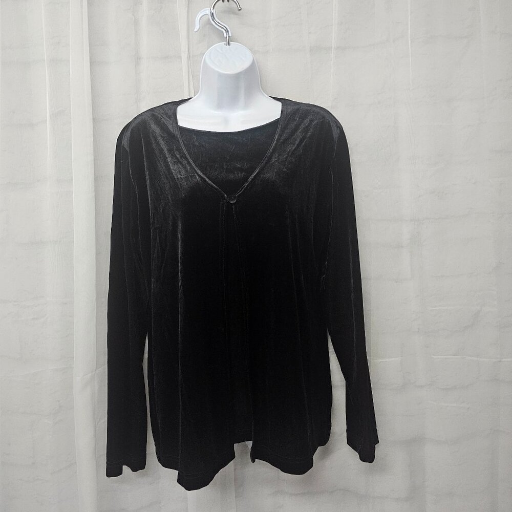 Vintage Paul Harris Blouse Velour Black Goth Grunge Layered XL